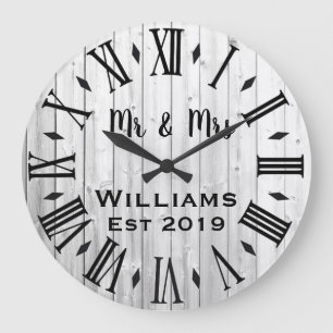 Rustic Vintage  Personalised Wood Custom Large Clock
