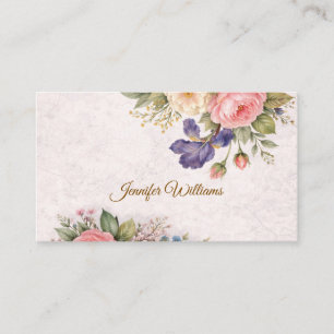 Rustic Vintage Personalized Floral Rose Design Business Card