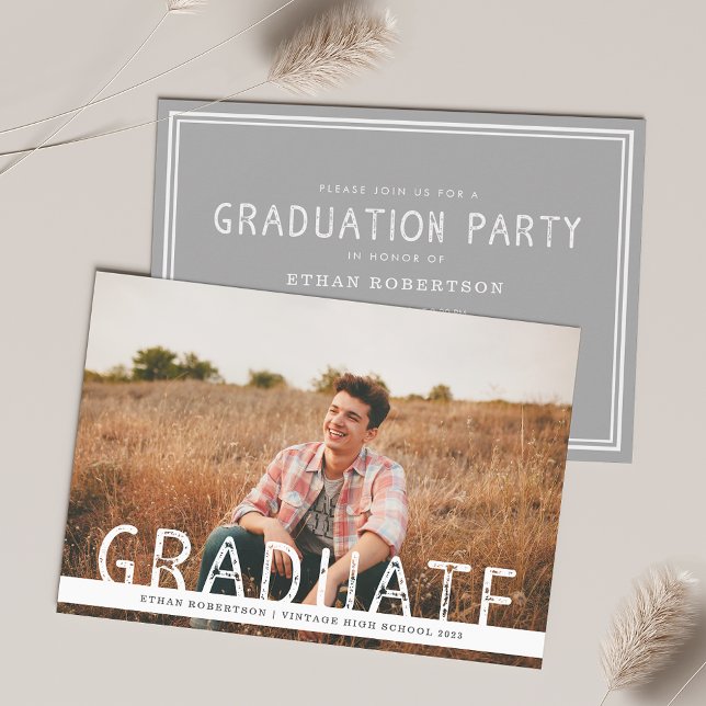 Rustic Vintage Photo Graduation Party Invitation (Creator Uploaded)