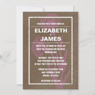 Rustic Vintage Pink And Brown Wedding Invitations