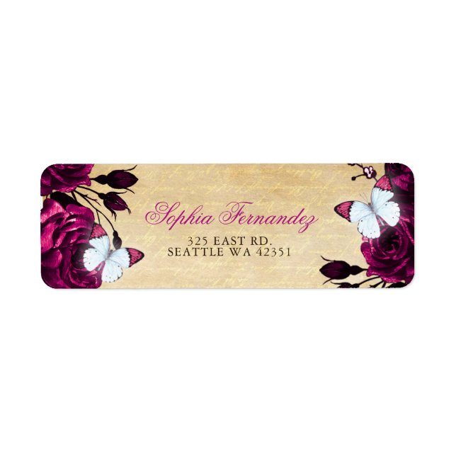 Rustic Vintage Pink Floral Butterfly   (Front)