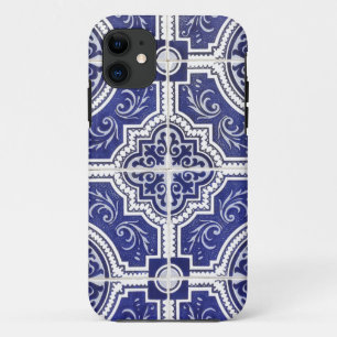 Rustic Vintage Portuguese Tiles Pattern - Azulejo iPhone 11 Case