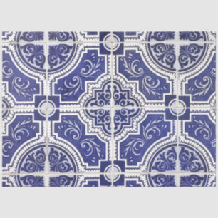 Rustic Vintage Portuguese Tiles Pattern - Azulejo Tissue Paper
