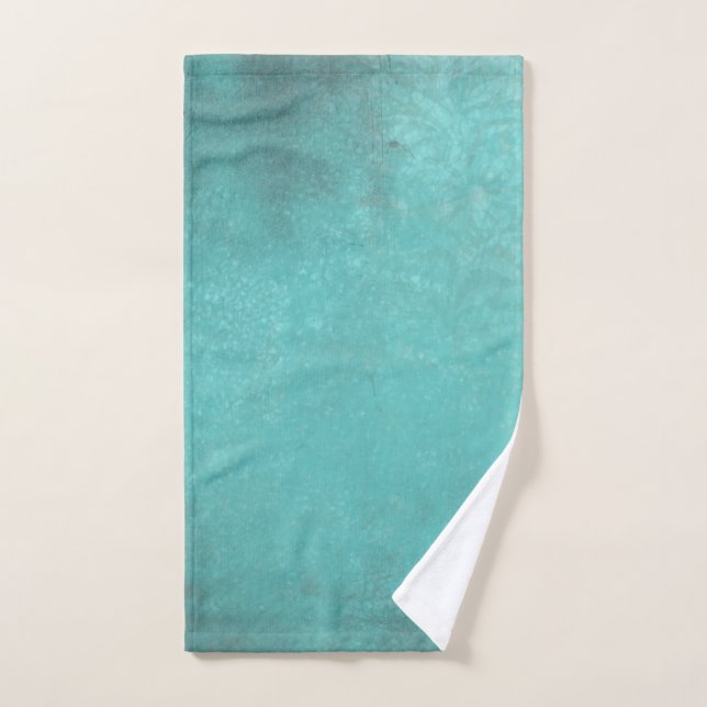 Rustic Vintage Print Turquoise | Hand Towel (Hand Towel)