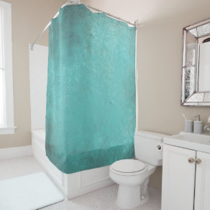 Rustic Vintage Print Turquoise Shower Curtain