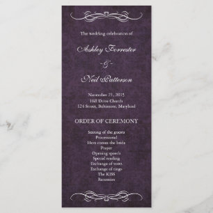 Rustic Vintage Purple Damask Wedding Program Programme