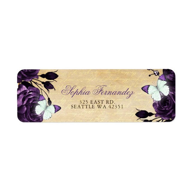 Rustic Vintage Purple Floral Butterfly  (Front)
