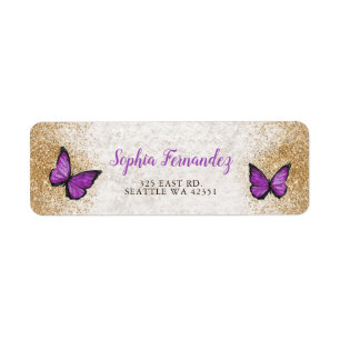 Rustic Vintage Purple Gold Butterfly