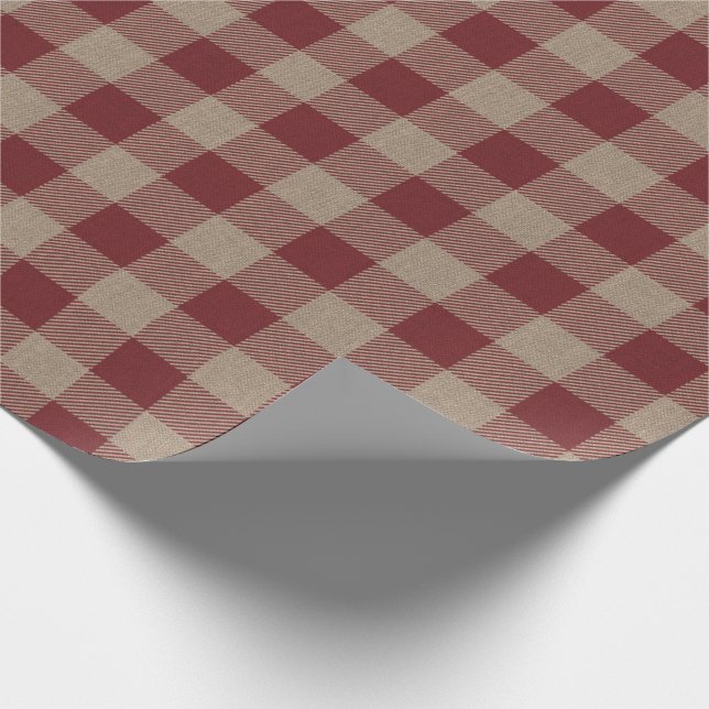 Rustic Vintage Red Buffalo Check Gift Wrapping Paper (Corner)