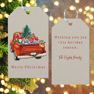 Rustic Vintage Red Truck Christmas Gift Tags