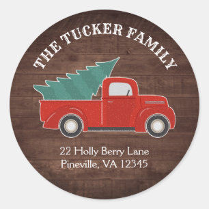 Rustic Vintage Red Truck Return Address Label