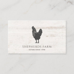 Rustic Vintage Rooster Barn Wood Farm Business Card