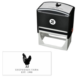 Rustic Vintage Rooster Farm Logo Self-inking Stamp