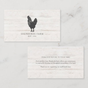 Rustic Vintage Rooster Wood Farm Logo Product Enclosure Card