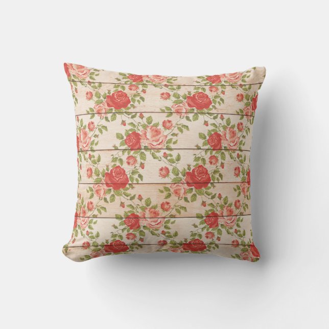 Rustic Vintage Roses Cushion (Front)