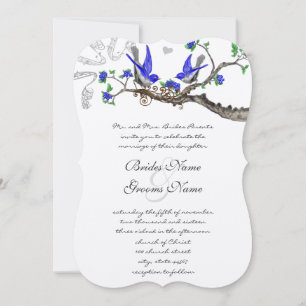 Rustic Vintage Royal Blue Wedding Invitations