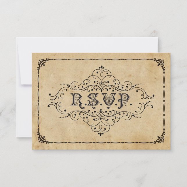 Rustic Vintage RSVP Wedding Ceremony Announcement (Front)