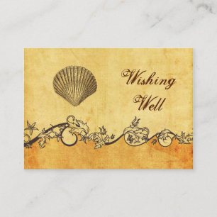 rustic, vintage ,seashell  beach wishing well card
