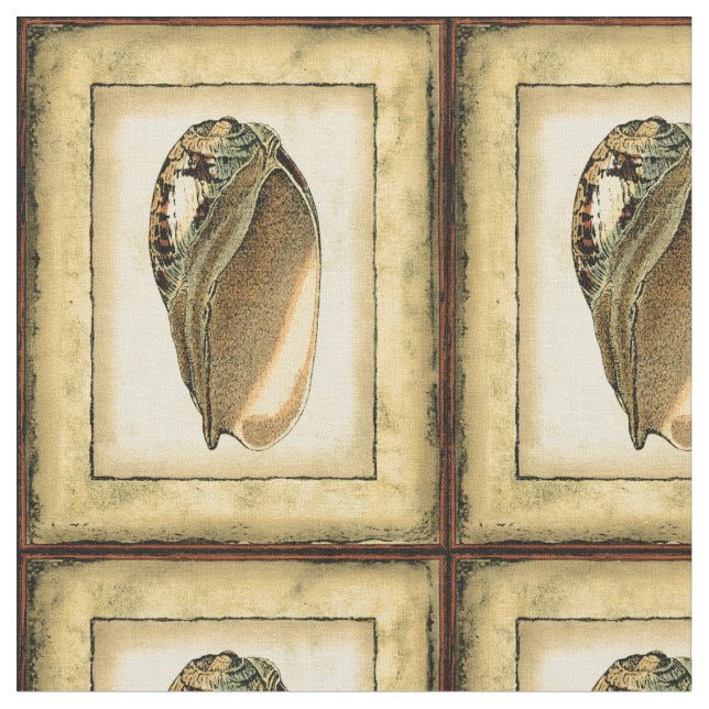 Rustic Vintage Seashell Fabric (Close Up)