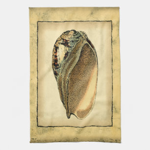 Rustic Vintage Seashell Tea Towel