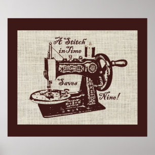 Rustic Vintage Sewing Machine  Poster
