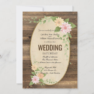 Rustic Vintage Spring Flower Wedding Invitation
