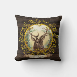 Rustic Vintage STAG Buffalo Plaid Custom Decor Cushion