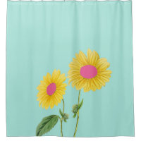 Rustic Vintage Sunflower Modern Floral Pastel Blue