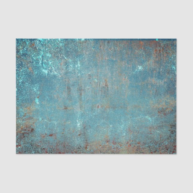 Rustic Vintage Teal Brown Grunge Texture Tissue Paper (Front)