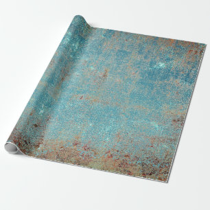 Rustic Vintage Teal Brown Grunge Texture Wrapping Paper