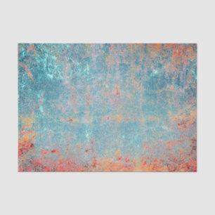 Rustic Vintage Teal Orange Grunge Texture Tissue Paper