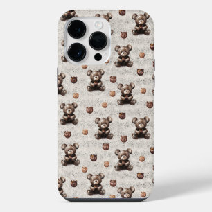 Rustic Vintage Teddy Bear Speckled Stone iPhone 14 Pro Max Case