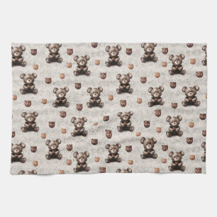 Rustic Vintage Teddy Bear Tea Towel