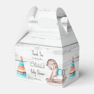 Rustic vintage toys white wood baby shower favour box