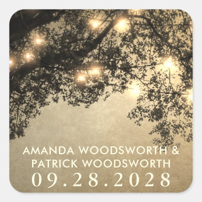 Rustic Vintage Tree Branch Wedding Favour Stickers (Front)