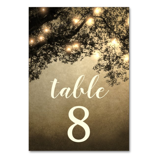 Rustic Vintage Tree Wedding Table Number Cards (Front)