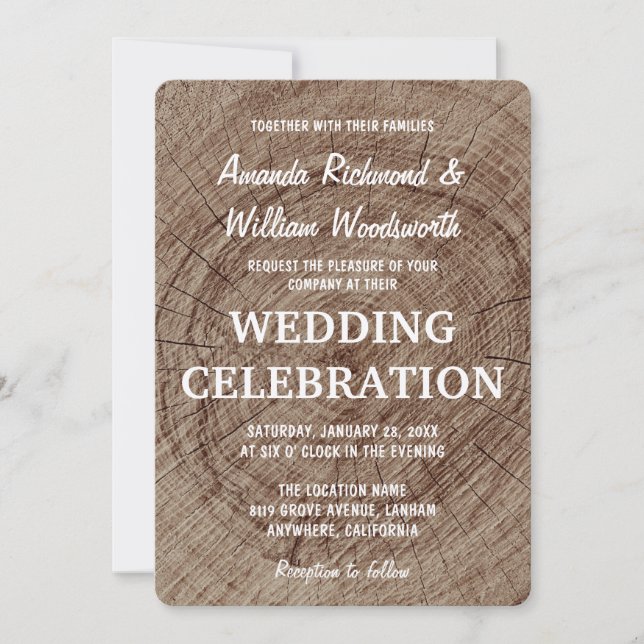 Rustic Vintage Tree Wood Wedding Invitation Kraft (Front)