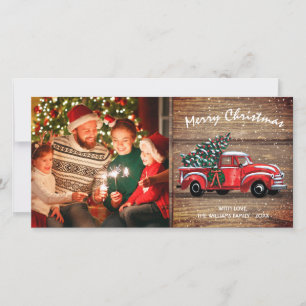 Rustic Vintage Truck Christmas Photo 8x4 Holiday Card