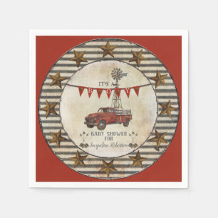 Rustic Vintage Truck Farmhouse Star Baby Shower Napkin