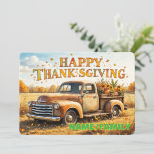 Rustic Vintage Truck Harvest – Happy Thanksgiving Holiday Card