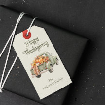 Rustic Vintage Truck with Watercolor Pumpkins