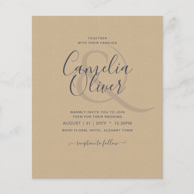 Rustic Vintage Typography Budget Wedding Flyer (Front)