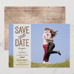 Rustic Vintage Typography Photo Save the Date Invitation