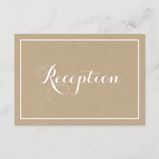 Rustic Vintage Typography Script Reception Card (Front)