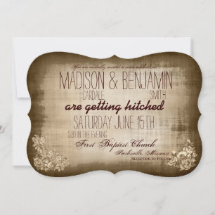 Rustic Vintage Typography Wedding Invitations