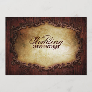 rustic vintage typography western country wedding invitation