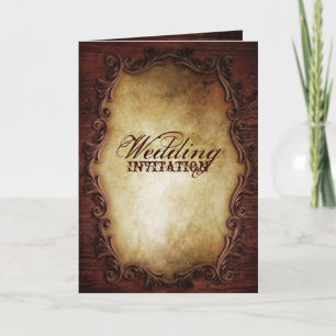 rustic vintage typography western country wedding invitation