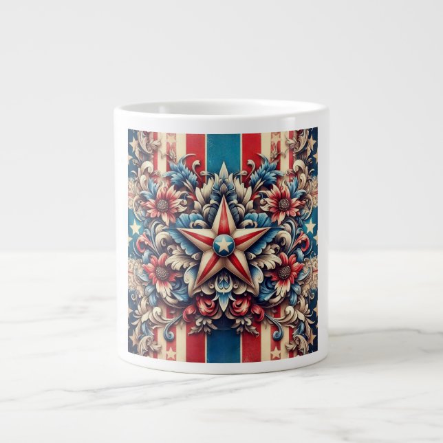 rustic/vintage USA/patriotic Large Coffee Mug (Front)