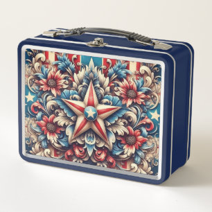 rustic/vintage USA/patriotic Metal Lunch Box