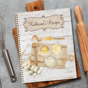 Rustic Vintage Watercolor Country Baking Recipe  Notebook